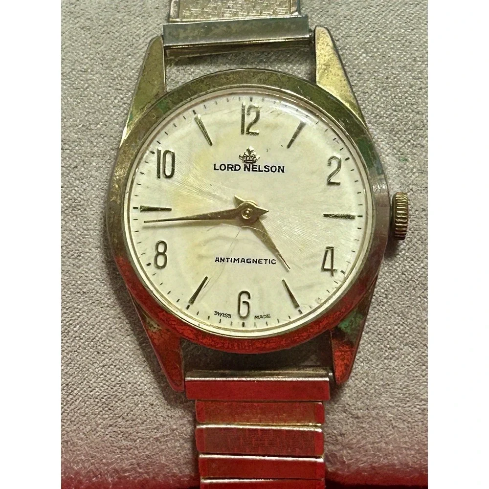 Vintage 1950's Lord Nelson Men's Mechanical Watch Swiss Made 1 Jewel Diamond Tol